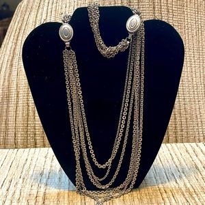 VINTAGE AVON SILVER-TONE MULTI STRAND NECKLACE AND BRACELET SET
